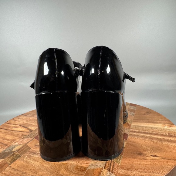 Steve Madden NYLO Platform Mary Jane Heels Black Patent Chunky Block Heel Sz 6 - Picture 4 of 8